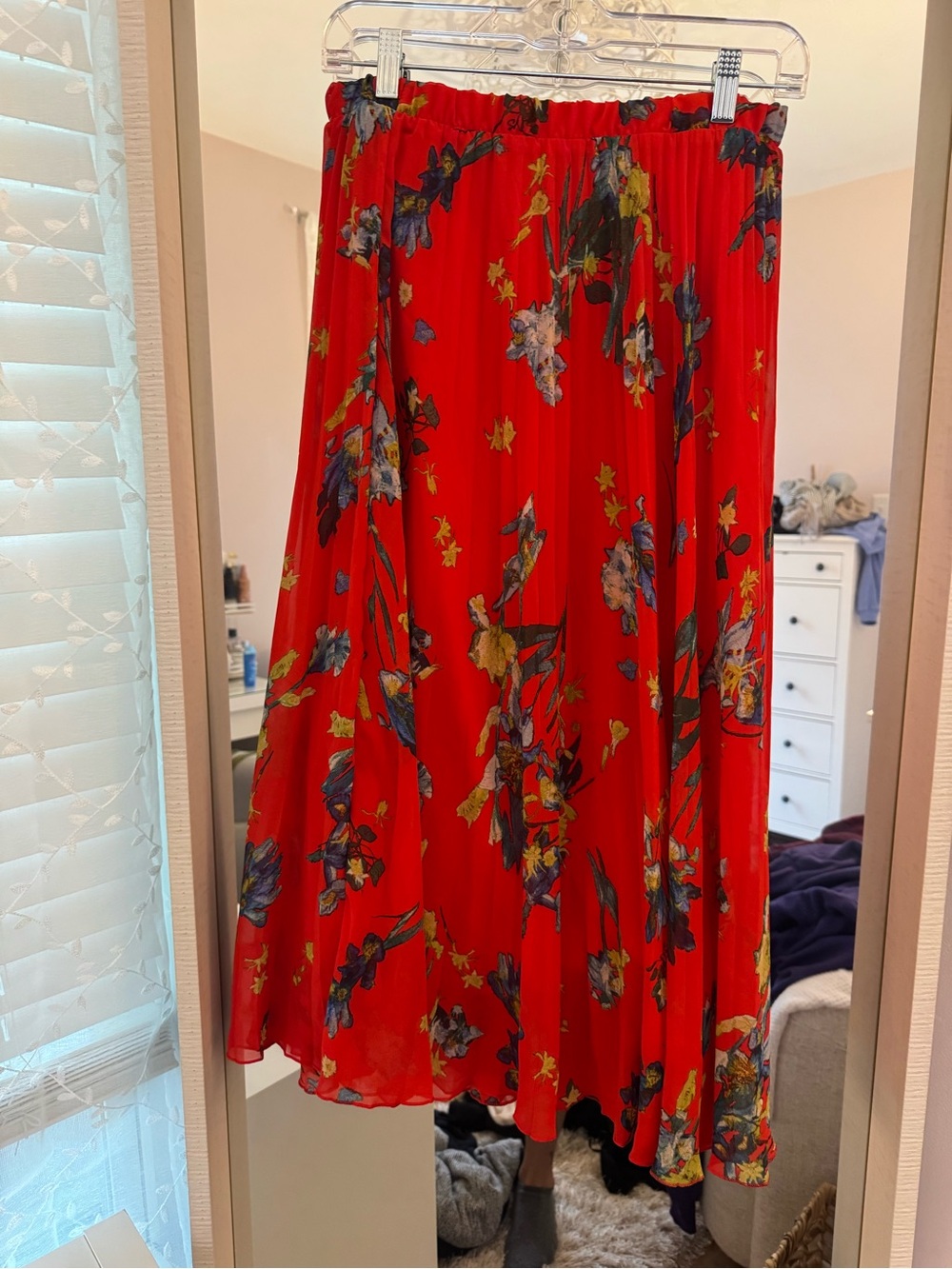 Vince Camuto Red Floral Circle Skirt
